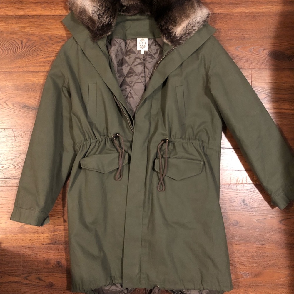 NWOT Anthropologie fur collar military jacket